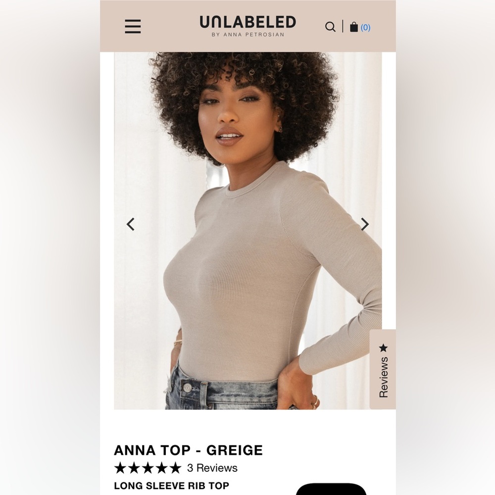 Unlabeled by Anna Petrosian Greige Anna long sleeve top S/M